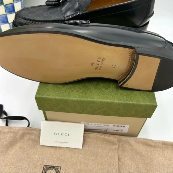 Men’s Gucci, G G supreme tassel loafer size 13 made in Italy